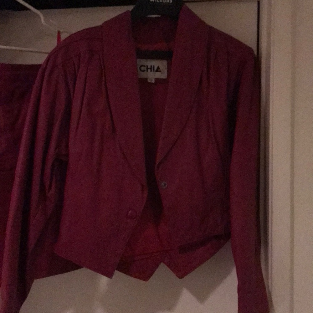 Pink Leather Jacket and Skirt